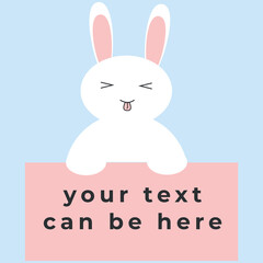 Cute rabbit with sign. Rabbit. Vector illustration