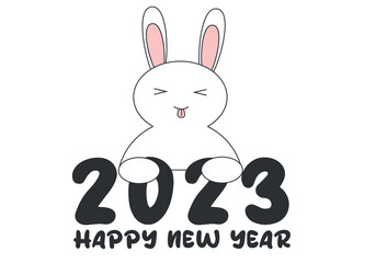 Fototapeta premium Rabbit on a white background. New Year's rabbit. Vector illustration