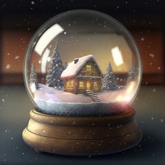 Christmas snow globe in the snow