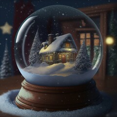 Christmas snow globe in the snow