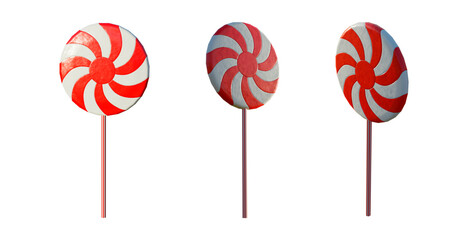 Lollipop 3D red white spiral icons side