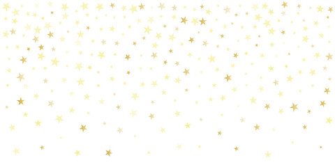 Silver stars vector background, sparkling Christmas confetti falling isolated on white. magic shining flying stars glitter backdrop, sparkle border - obrazy, fototapety, plakaty