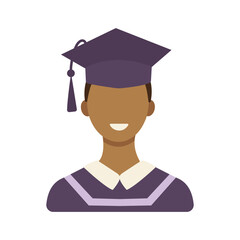 Student smiling on graduation day. Flat style male. Vector illustration.