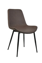 brown leather armchair isolated on white background. modern brown lounge side view, soft...