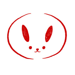 イラスト素材　雪うさぎ　手描き　赤