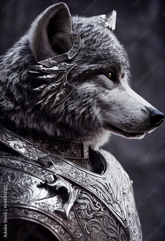 Wall mural wolf in armor