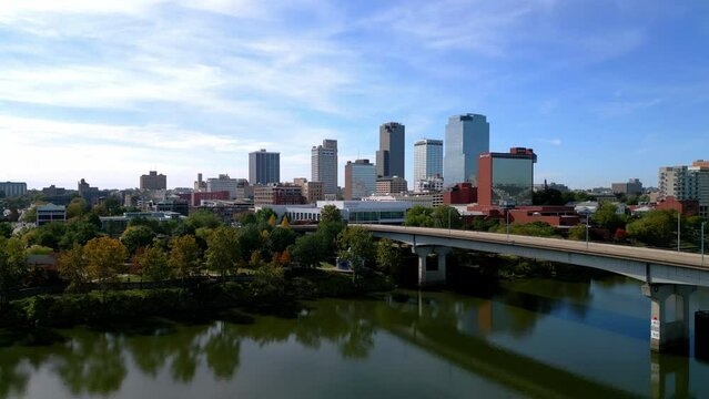 Skyline of Little Rock the capital city of Arkansas - aerial view