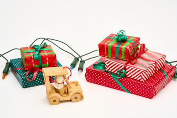 Christmas ornaments arranged and isolated on white 