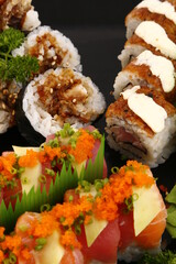 Closeup of different kinds of Japanese sushi