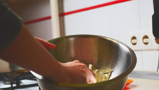 Preparing cabbage for sourdough Kitchen