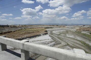 Lahar, volcanic debris, view from a bridge at Pampanga, Philippines