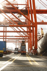 Scene at the international shipping port of Manila