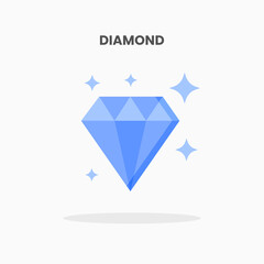 Diamond icon flat. Vector illustration on white background. Can used for web, app, digital product, presentation, UI and many more.