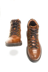 walking men's boots with lacing on a white background