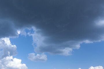 Dark gloomy clouds on sky as background