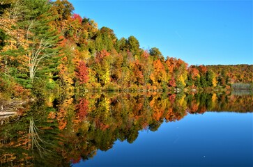The beautiful landscapes of Muskoka, Ontario, Canada during Fall season, full of colorful autumn colors all over the place