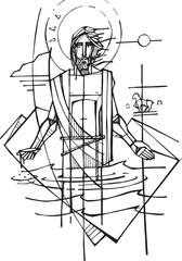 Hand drawn illustration of saint john the baptist.