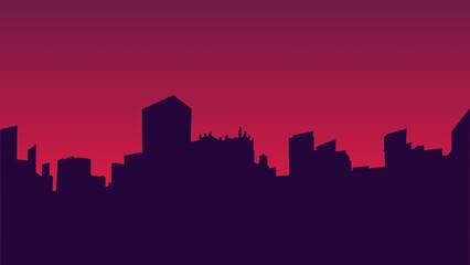 Naklejka premium City skyline at sunset