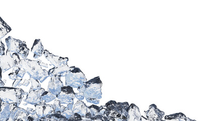 ice chunks isolated, ice cube clipping path, crushed ice pieces