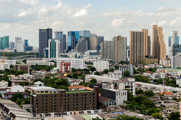 Obraz premium Aerial view urban city office building and condominium with residence.