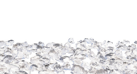 Ice chunks isolated, ice cube clipping path, crushed ice pieces