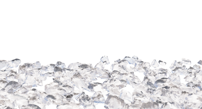 Ice chunks isolated, ice cube clipping path, crushed ice pieces