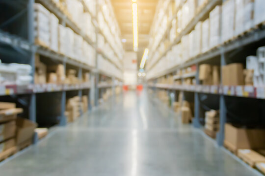Blurred industrial warehouse or inventory for logistics background.