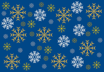 Fondo de copo de nieve dorado y plateado.