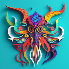 Cthulhu for kids paper cut craft colorful