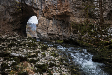 River Rak Flowing From Under The Big Natural Bridge of Rakov Skocjan