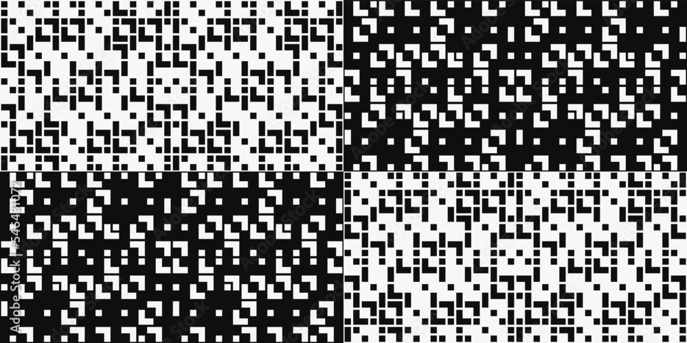 Aufkleber black and white geometric abstract texture. vector seamless pattern with different color patterns, c