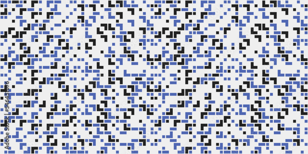 Poster black and blue pixels, vector from mosaic texture on white background. vector seamless with pixelate