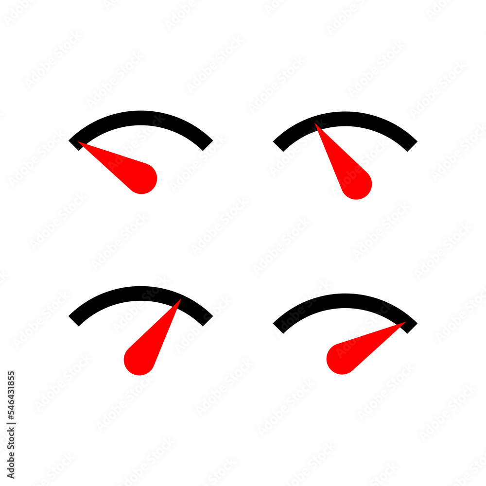 Poster red arrow speedometer icon. speed dial indicator. progress bar. high speed. vector illustration. sto