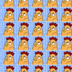 seamless pattern of cute chicken cartoon