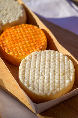 Variety of goat, sheep, cow cheeses made with paprika, herbs in Portugal