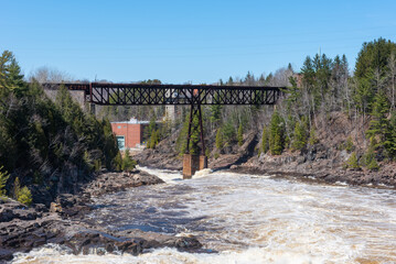 The St Maurice river at the Shawinigan devil&rsquo;s hole during the spring, Quebec, Canada