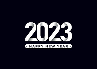 Happy New Year 2023. White Paper Numbers Simple Premium Hi-Quality Abstract Logotype Concept In 3D Style.
 For Brochure Design Template, Card. Vector illustration. Isolated On White Background