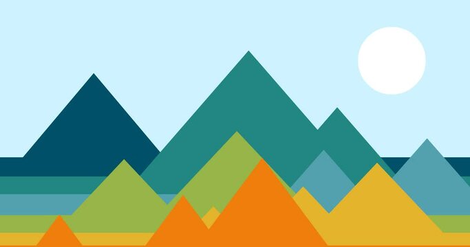 Animated colorful gradation triangle geometry mountains nature background