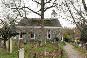 Old dutch church in the graveyay