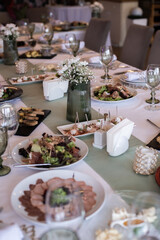 Festive table with food for wedding, birthday, thanksgiving, christmas
