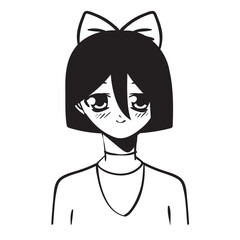 anime girl with bow in hair