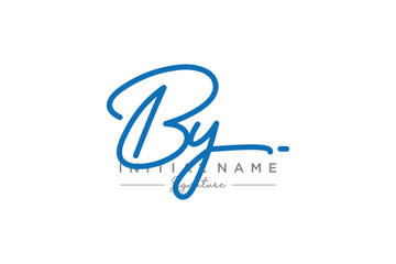 Initial BY signature logo template vector. Hand drawn Calligraphy lettering Vector illustration.