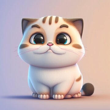 chibi chubby cat 3d render