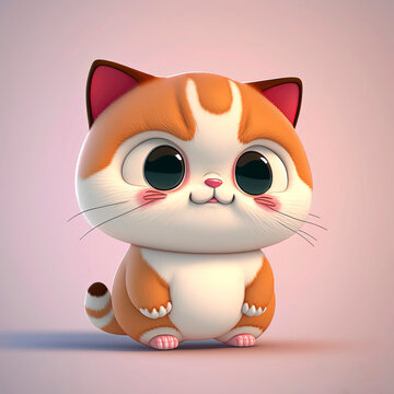 chibi chubby cat 3d render