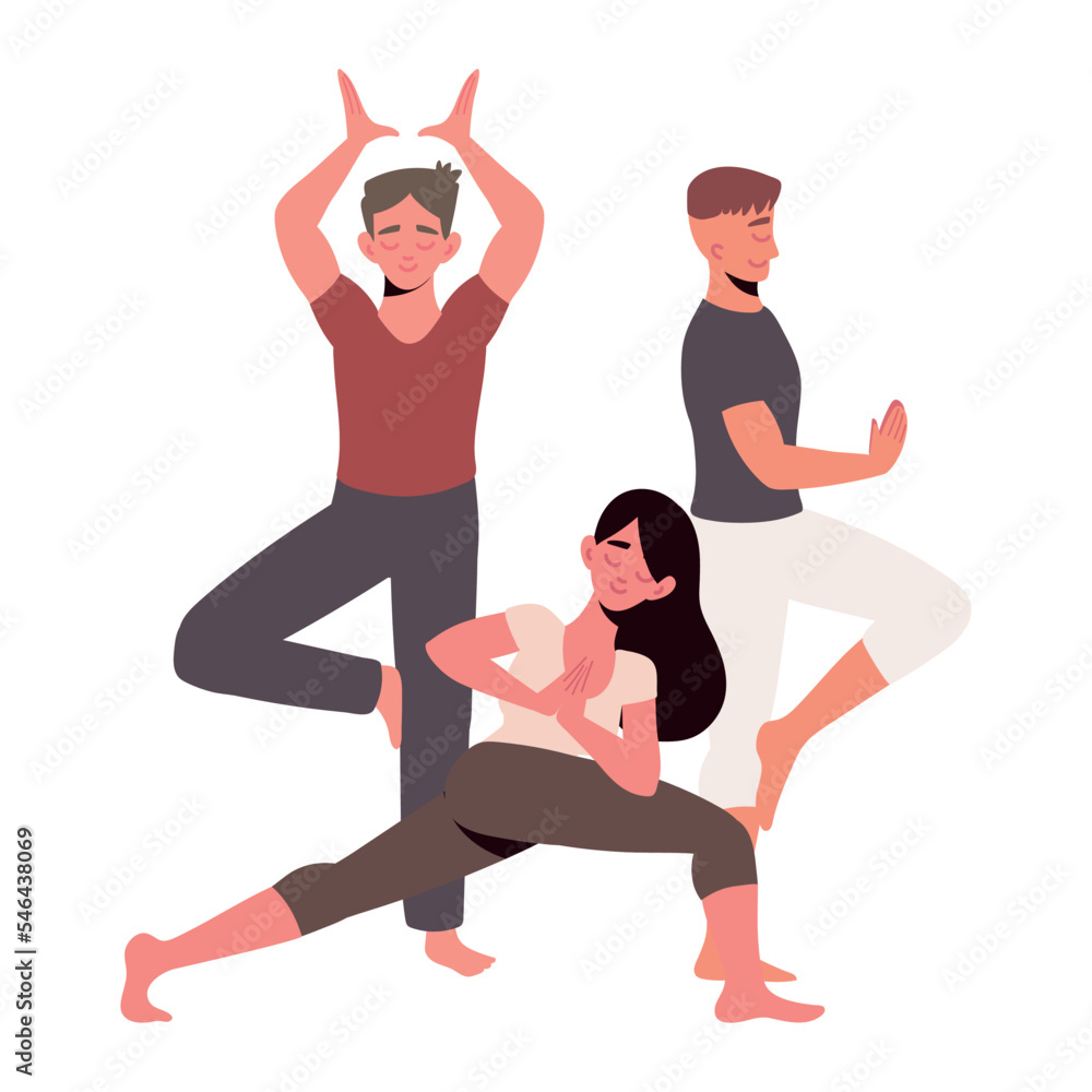 Sticker people making yoga