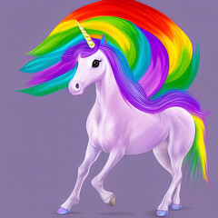 Fototapeta na wymiar Colorful Cartoon Illustration of a Unicorn