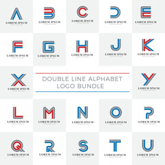 Double line alphabet logo bundle