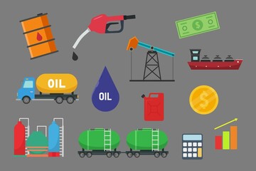 Oil industry icons set