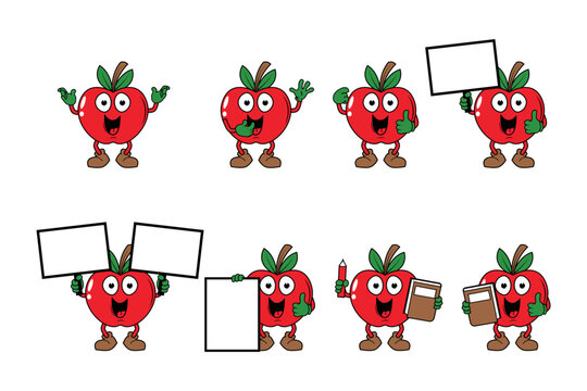 cute apple fruit cartoon illustration