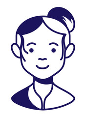 woman with bun hair, line style
